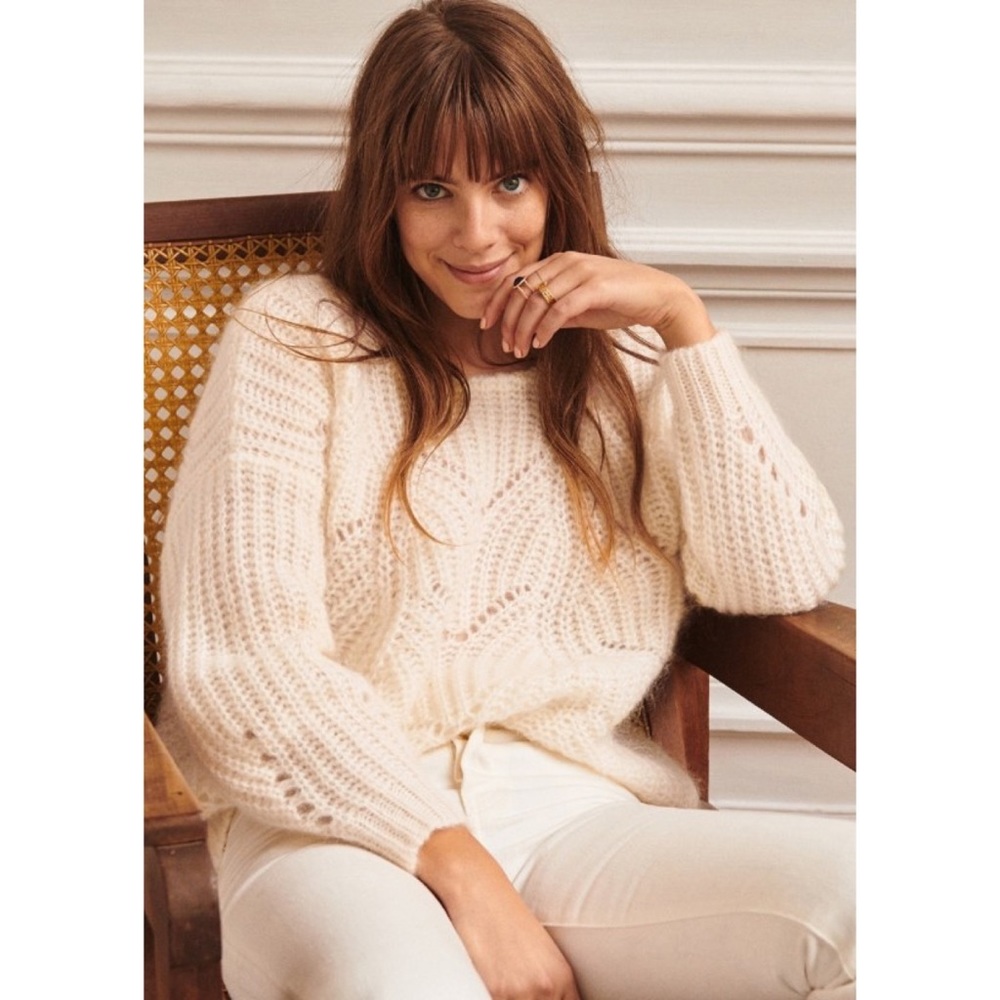 Sezane Simone Mohair Wool Blend Sweater in Medium